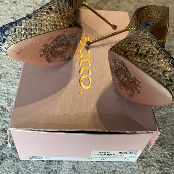 Rare SACCO Francesco Sacco Snakeskin Snake Python Metal Heel Pumps, 40/ 8.5US - Picture 9 of 11